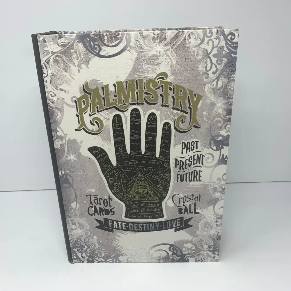 NWOT Halloween decor PALMISTRY spell book spellbook tabletop wood box - Picture 1 of 9